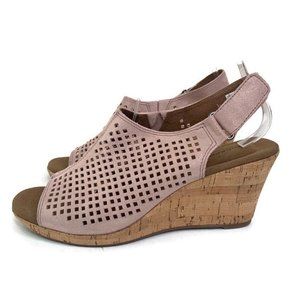 Rockport Slingback Sandals Pink High Cork Wedge 7M